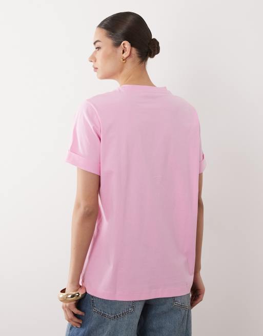 ASOS DESIGN – Oversize-T-Shirt in Rosa mit umgeschlagenen Ärmeln, 4 von 4