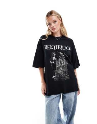 ASOS DESIGN - Oversize-T-Shirt in Schwarz mit „Beetlejuice"-Grafikprint