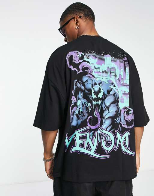 ASOS DESIGN – Oversize-T-Shirt in Schwarz mit <em>Venom</em>-Print