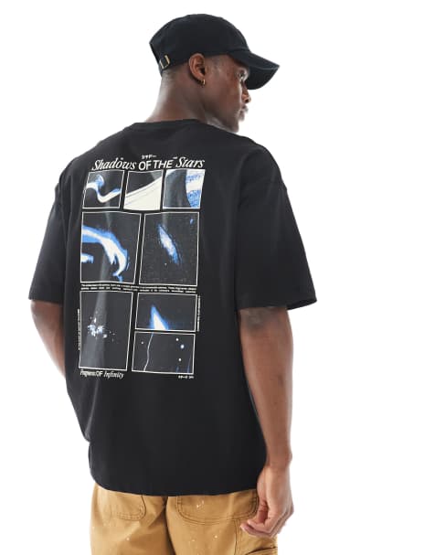 ASOS DESIGN – Oversize-T-Shirt in Schwarz mit Himmelskörper-Print - view 1