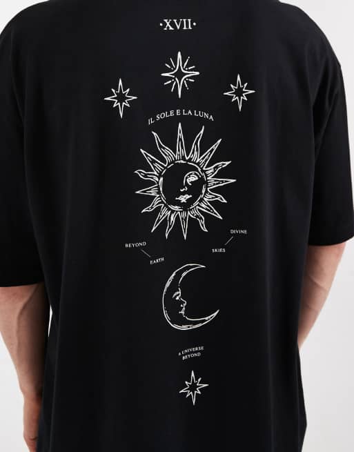 ASOS DESIGN – Oversize-T-Shirt in Schwarz mit Himmelskörper-Print, 3 von 5