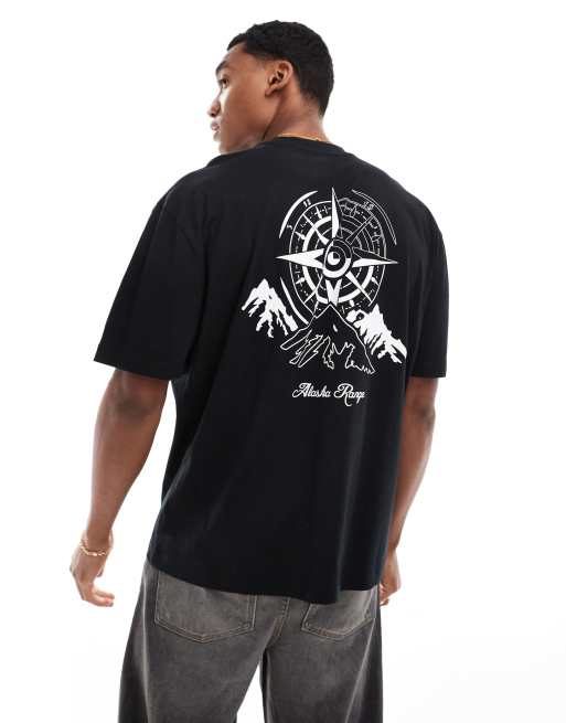 ASOS DESIGN – Oversize-T-Shirt in Schwarz mit Kompass-Print auf dem Rücken, 4 von 4