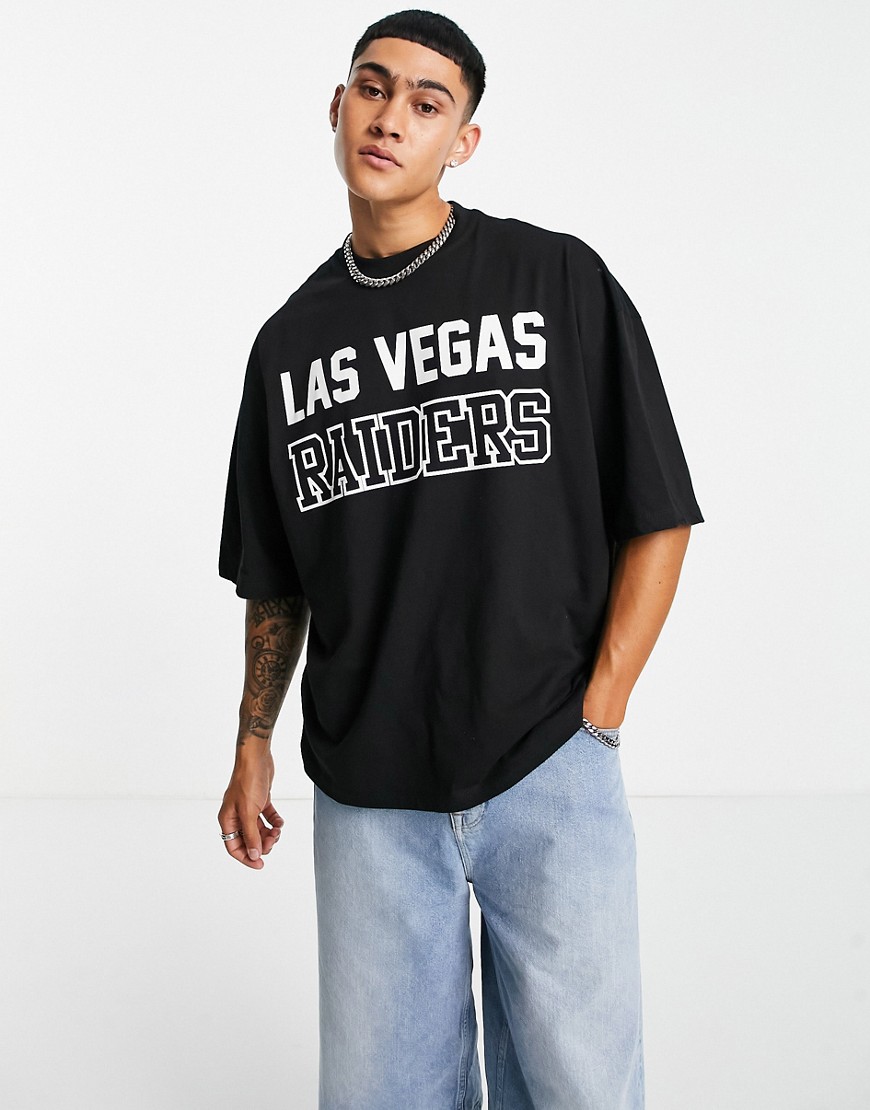 ASOS DESIGN – Oversize-T-Shirt in Schwarz mit „Las Vegas Raiders“- NFL -Print