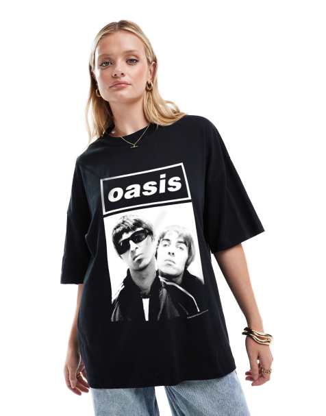 ASOS DESIGN – Oversize-T-Shirt in Schwarz mit lizenziertem „Oasis“-Print - view 1