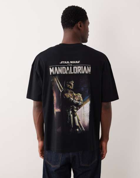 ASOS DESIGN – Oversize-T-Shirt in Schwarz mit „MANDALORIAN“-Print - view 1