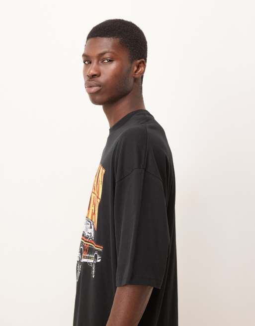 ASOS DESIGN – Oversize-T-Shirt in Schwarz mit „Morgan-Wallen“-Print im Unisex-Schnitt, 4 von 5