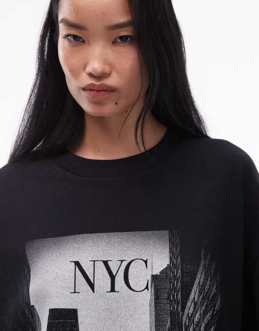 ASOS DESIGN – Oversize-T-Shirt in Schwarz mit „New York City“-Grafikprint, 2 von 4