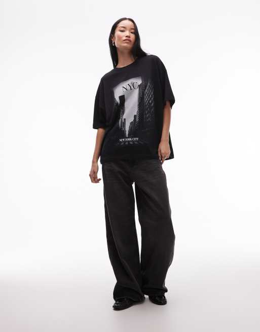 ASOS DESIGN – Oversize-T-Shirt in Schwarz mit „New York City“-Grafikprint, 3 von 4