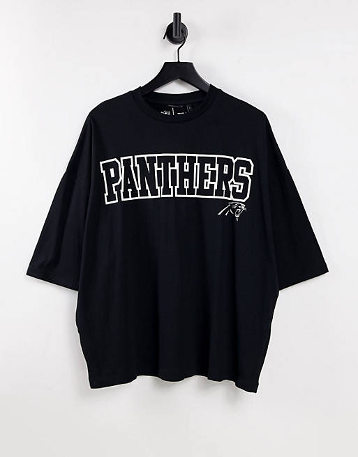 ASOS DESIGN – Oversize-T-Shirt in Schwarz mit NFL Panthers-Print vorne und  hinten | ASOS