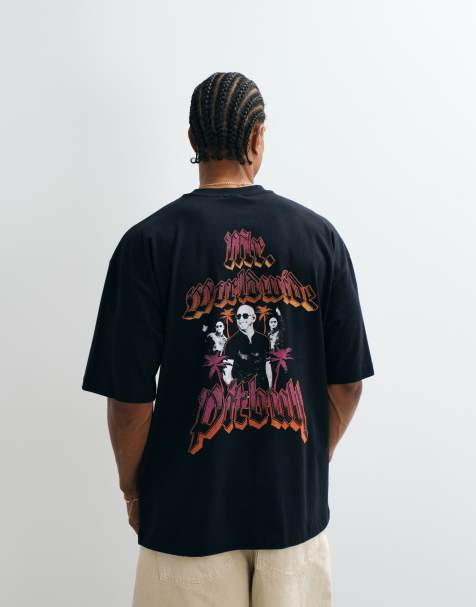 ASOS DESIGN – Oversize-T-Shirt in Schwarz mit „Pitbull Mr Worldwide“-Print - view 1