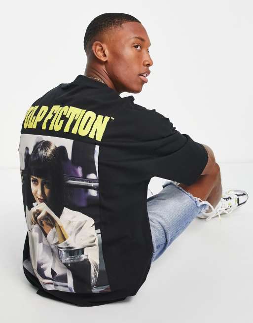ASOS DESIGN – Oversize-T-Shirt in Schwarz mit Pulp Fiction-Print