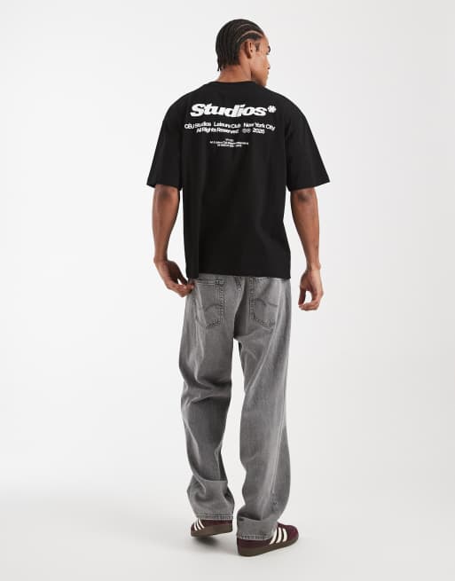 ASOS DESIGN – Oversize-T-Shirt in Schwarz mit Textprint auf dem Rücken , 2 von 5