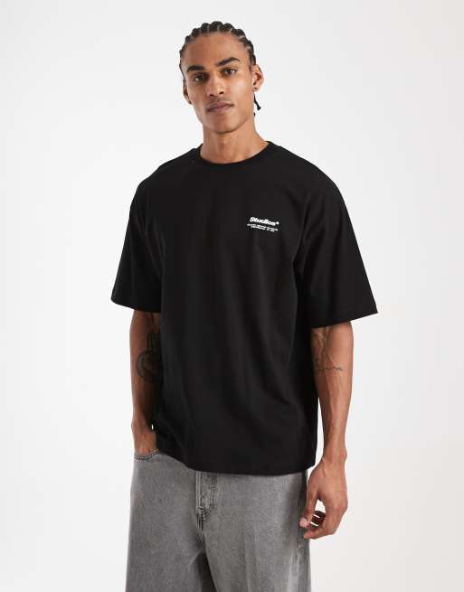 ASOS DESIGN – Oversize-T-Shirt in Schwarz mit Textprint auf dem Rücken , 3 von 5