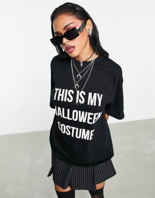 ASOS DESIGN - Oversize-T-Shirt in Schwarz mit „This Is My Halloween Costume"-Print