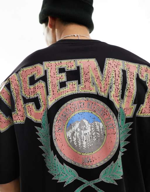 ASOS DESIGN – Oversize-T-Shirt in Schwarz mit „Yosemite“-Print über den ganzen Rücken, 2 von 4