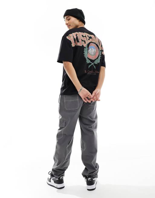ASOS DESIGN – Oversize-T-Shirt in Schwarz mit „Yosemite“-Print über den ganzen Rücken, 4 von 4