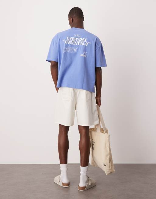 ASOS DESIGN – Oversize-T-Shirt in verwaschenem Blau mit Textprint am Rücken , 4 von 4