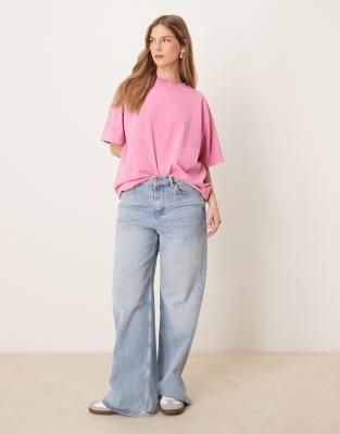 ASOS DESIGN - Oversize-T-Shirt in verwaschenem Rosa