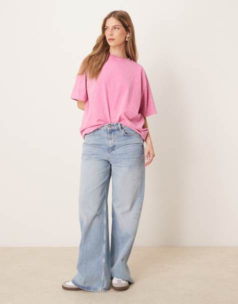 ASOS DESIGN – Oversize-T-Shirt in verwaschenem Rosa - view 1