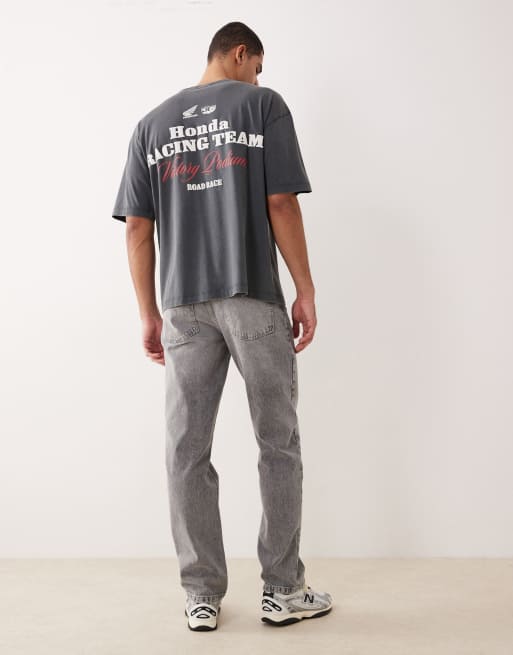 ASOS DESIGN – Oversize-T-Shirt in verwaschenem Schwarz mit „Honda Racing“-Print, 2 von 5