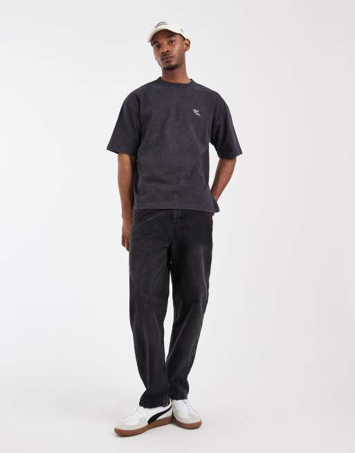 ASOS DESIGN – Oversize-T-Shirt in verwaschenem Schwarz mit Würfel-Grafikprint, 4 von 5