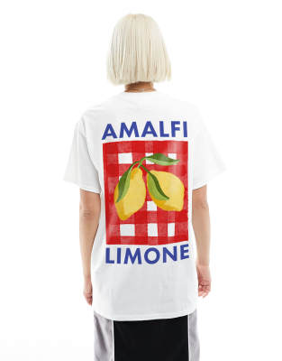 ASOS DESIGN - Oversize-T-Shirt in Weiß mit Amalfi-Zitronen-Grafik