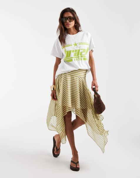 ASOS DESIGN – Oversize-T-Shirt in Weiß mit „Brazil“-Grafik in Grün - view 1