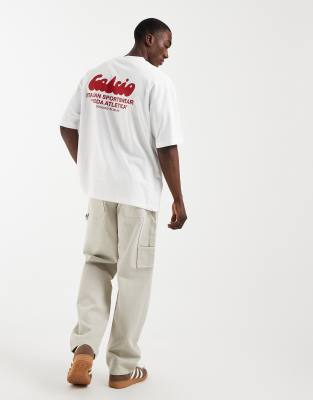 Oversize-T-Shirt in Weiß mit „Calcio"-Textprint Weiß L