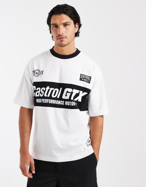 ASOS DESIGN – Oversize-T-Shirt in Weiß mit „Castrol“-Print - view 1