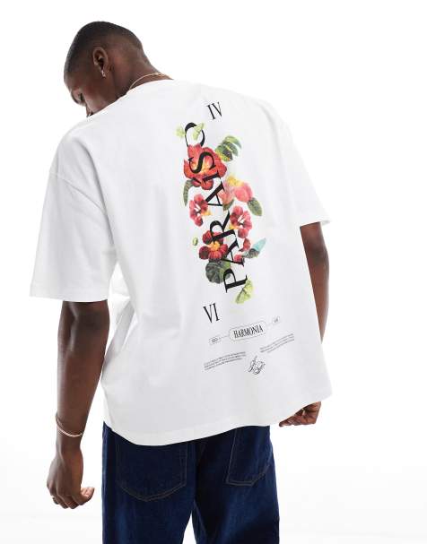 ASOS DESIGN – Oversize-T-Shirt in Weiß mit floralem Print - view 1