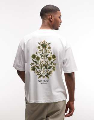 Oversize-T-Shirt in Weiß mit floralem Print Weiß L