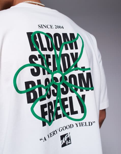 ASOS DESIGN – Oversize-T-Shirt in Weiß mit floralem Schaum-Print - view 1
