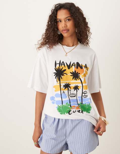 ASOS DESIGN – Oversize-T-Shirt in Weiß mit „Havana Cuba“-Grafik - view 1
