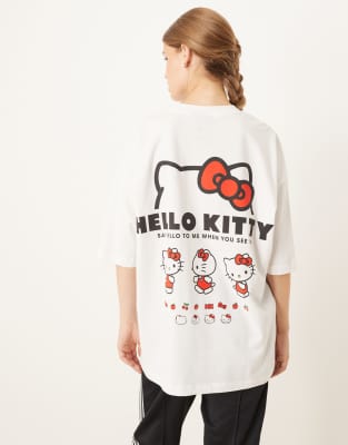 ASOS DESIGN - Oversize-T-Shirt in Weiß mit „Hello Kitty"-Print