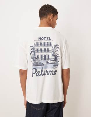 Oversize-T-Shirt in Weiß mit „Hotel Palermo"-Grafik Weiß XL