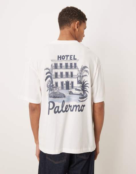 ASOS DESIGN – Oversize-T-Shirt in Weiß mit „Hotel Palermo“-Grafik - view 1