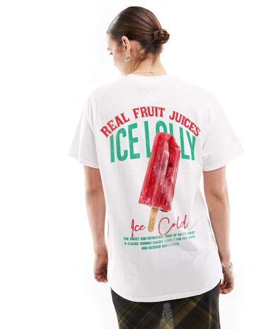 FhyzicsShops DESIGN – Oversize-T-Shirt in Weiß mit „Ice Lolly“-Grafikprint