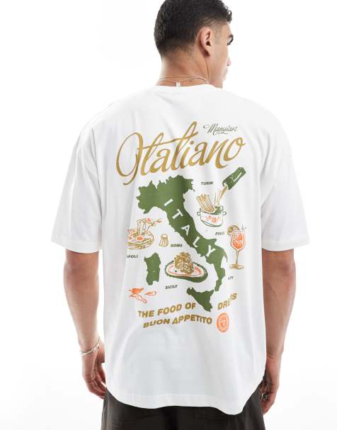 ASOS DESIGN – Oversize-T-Shirt in Weiß mit „Italiano“-Grafikprint - view 1