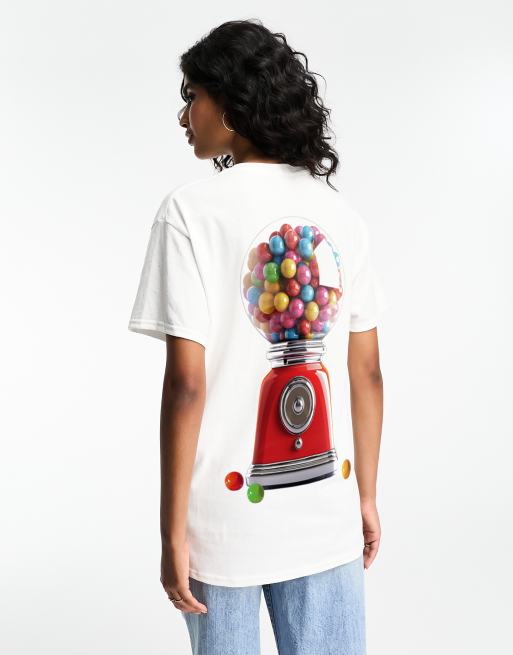 ASOS DESIGN – Oversize-T-Shirt in Weiß mit Kaugummi-Grafikprint