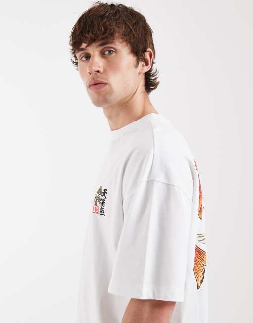 ASOS DESIGN – Oversize-T-Shirt in Weiß mit Koi-Grafikprint, 4 von 5