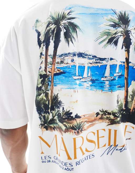 ASOS DESIGN – Oversize-T-Shirt in Weiß mit Landschafts-Grafik, 4 von 4