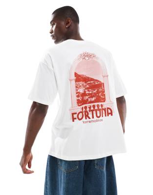 ASOS DESIGN – Oversize-T-Shirt in Weiß mit Landschafts-Grafik - view 1