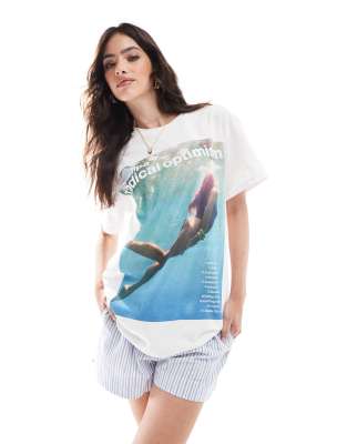 ASOS DESIGN - Oversize-T-Shirt in Weiß mit lizenziertem Dua-Lipa-Grafikprint