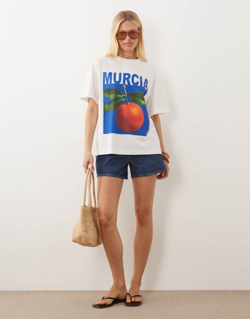 ASOS DESIGN – Oversize-T-Shirt in Weiß mit „Murcia“-Grafikprint, 3 von 4