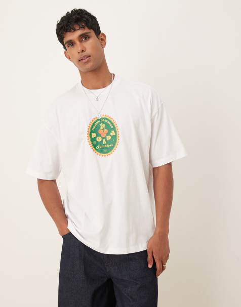 ASOS DESIGN – Oversize-T-Shirt in Weiß mit Obst-Print - view 1