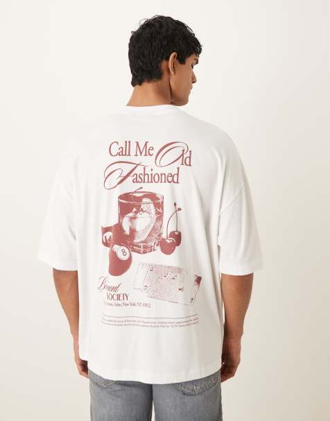 ASOS DESIGN – Oversize-T-Shirt in Weiß mit „Old Fashioned“-Print - view 1
