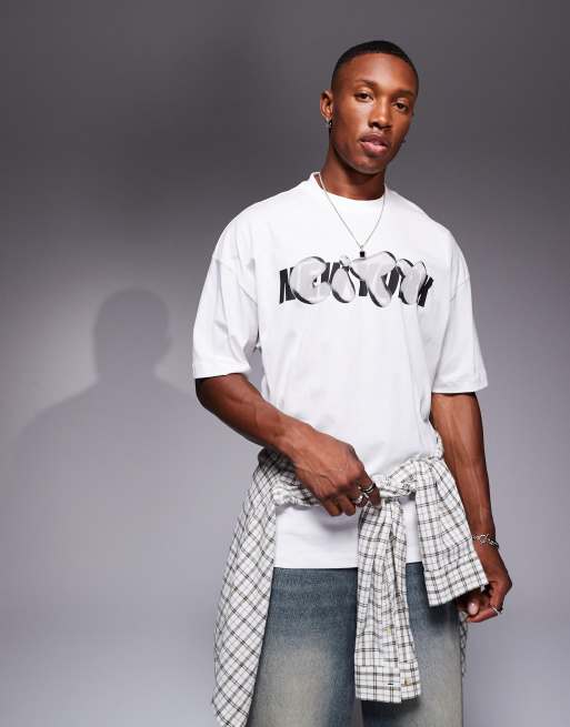 ASOS DESIGN – Oversize-T-Shirt in Weiß mit Print vorne