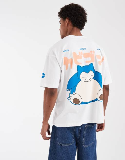 ASOS DESIGN – Oversize-T-Shirt in Weiß mit Snorlax-Pokémon-Print, 2 von 5