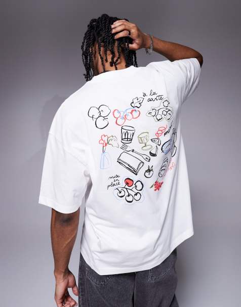 ASOS DESIGN – Oversize-T-Shirt in Weiß mit Sommer-Grafikprint - view 1