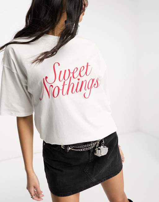 ASOS DESIGN – Oversize-T-Shirt in Weiß mit „Sweet Nothings“-Schriftzug und Engelprint, 3 von 4